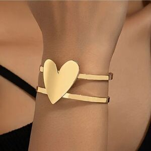 Heart gold plated  cuff bracelet